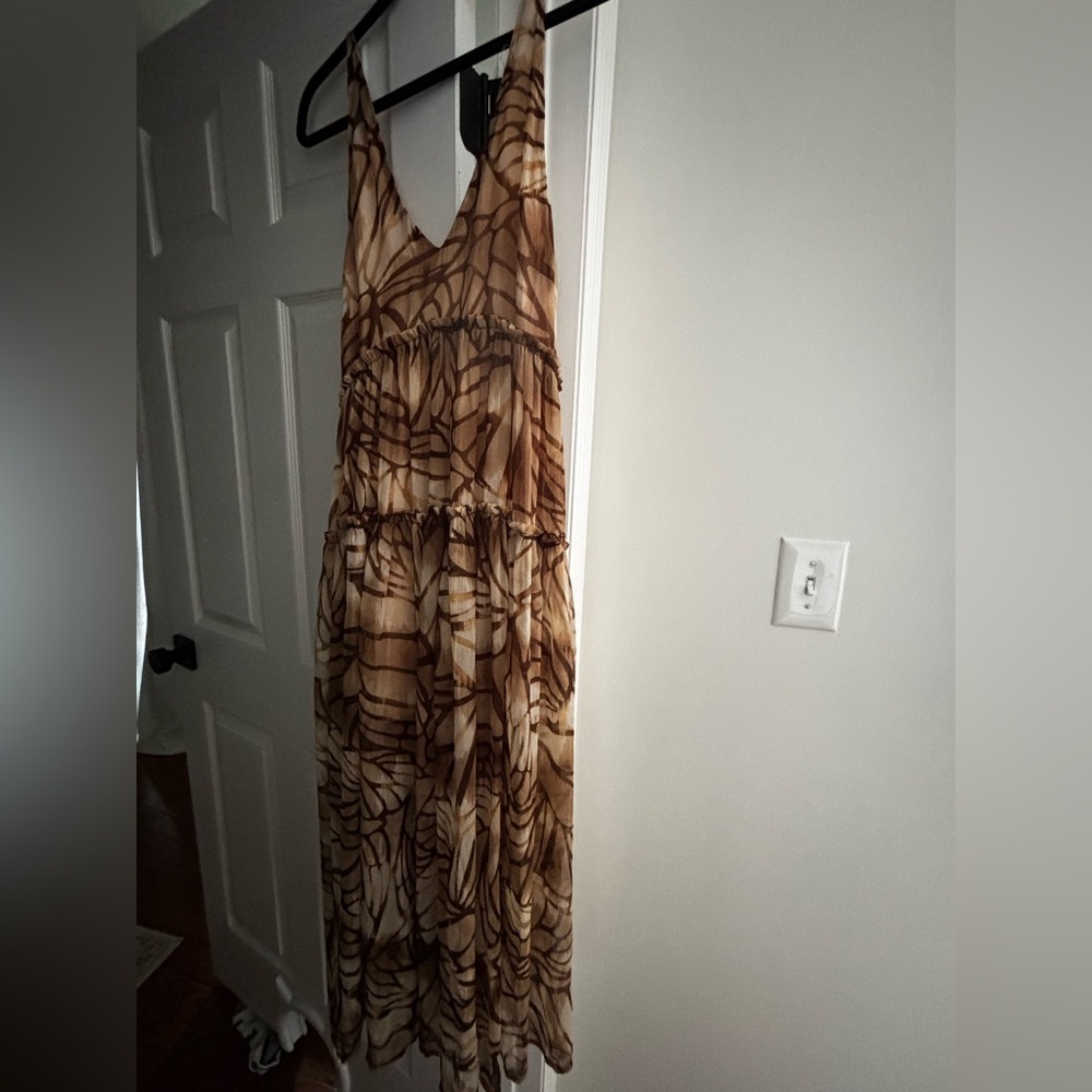 Free People Brown Patterned Tiered Maxi Dress